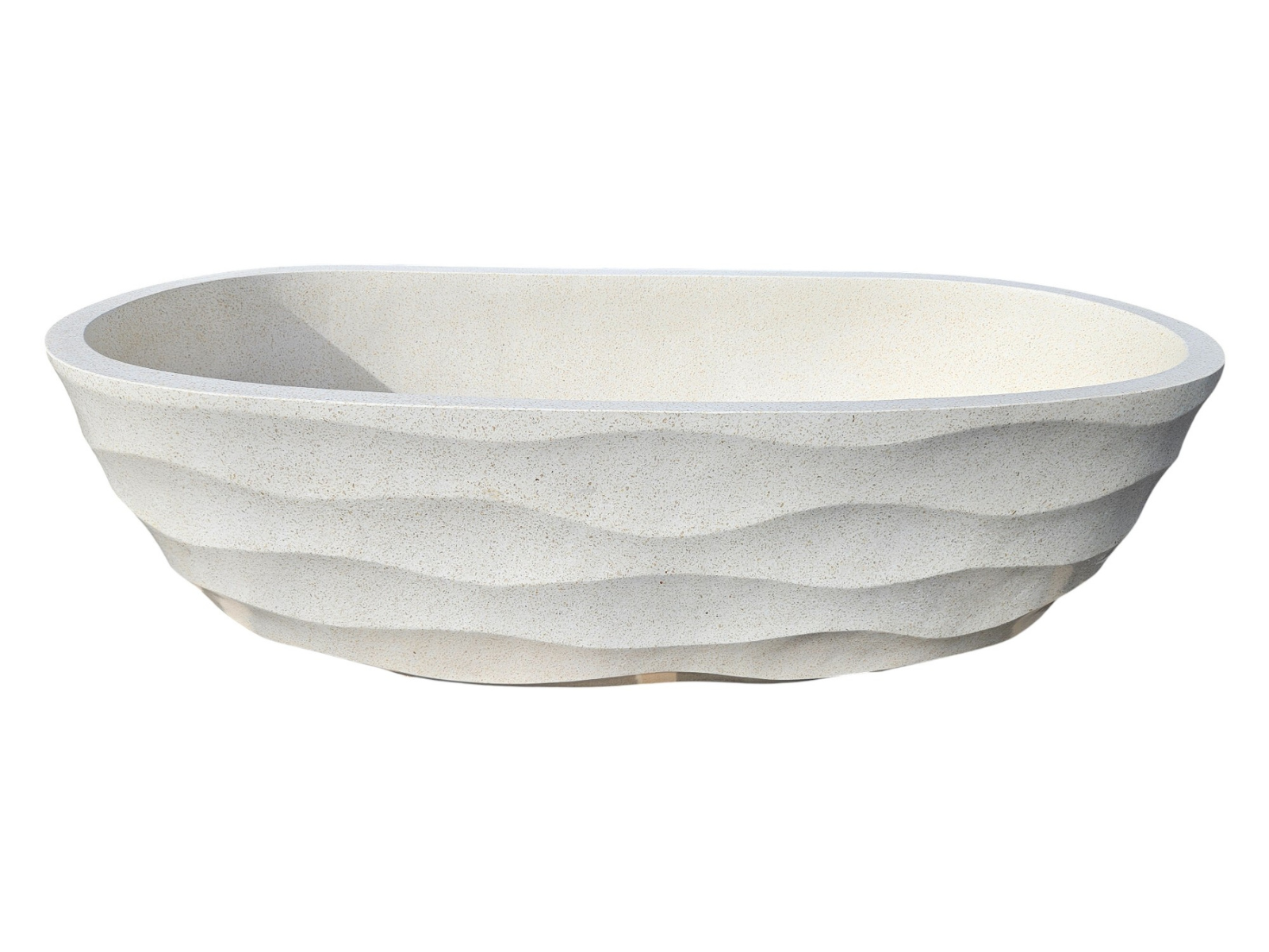baignoire ilot couleur beige en pierre terrazzobali