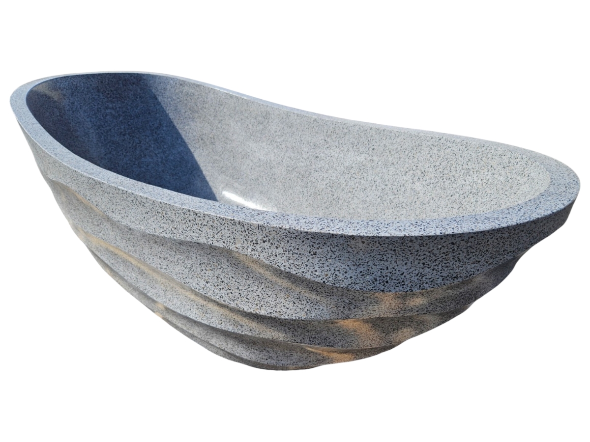baignoire pierre bali terrazzo grise