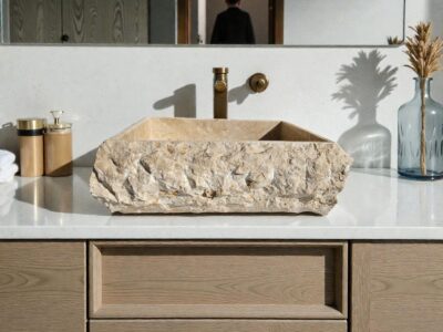 vasque rectangulaire beige en marbre msi