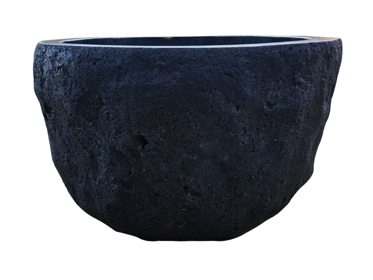 baignoire ilot pierre de riviere noire design