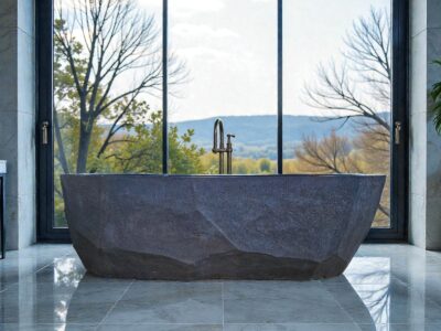baignoire ilot pierre naturelle