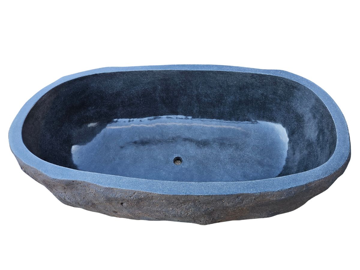 baignoire pierre de riviere ilot noire 180cm