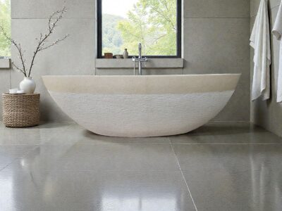 baignoire ilot beige 170 cm en pierre