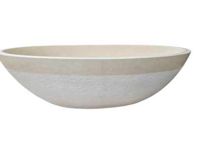 baignoire ilot pierre beige magnolia design ovale