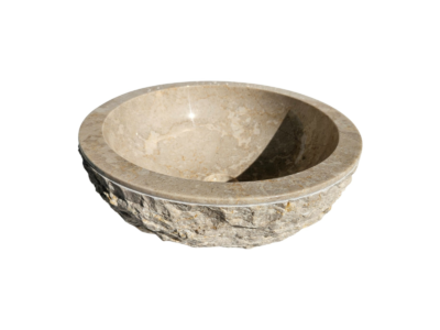evier rond beige en marbre