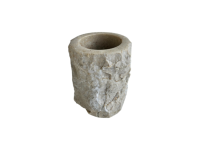 gobelet de salle de bain beige en pierre