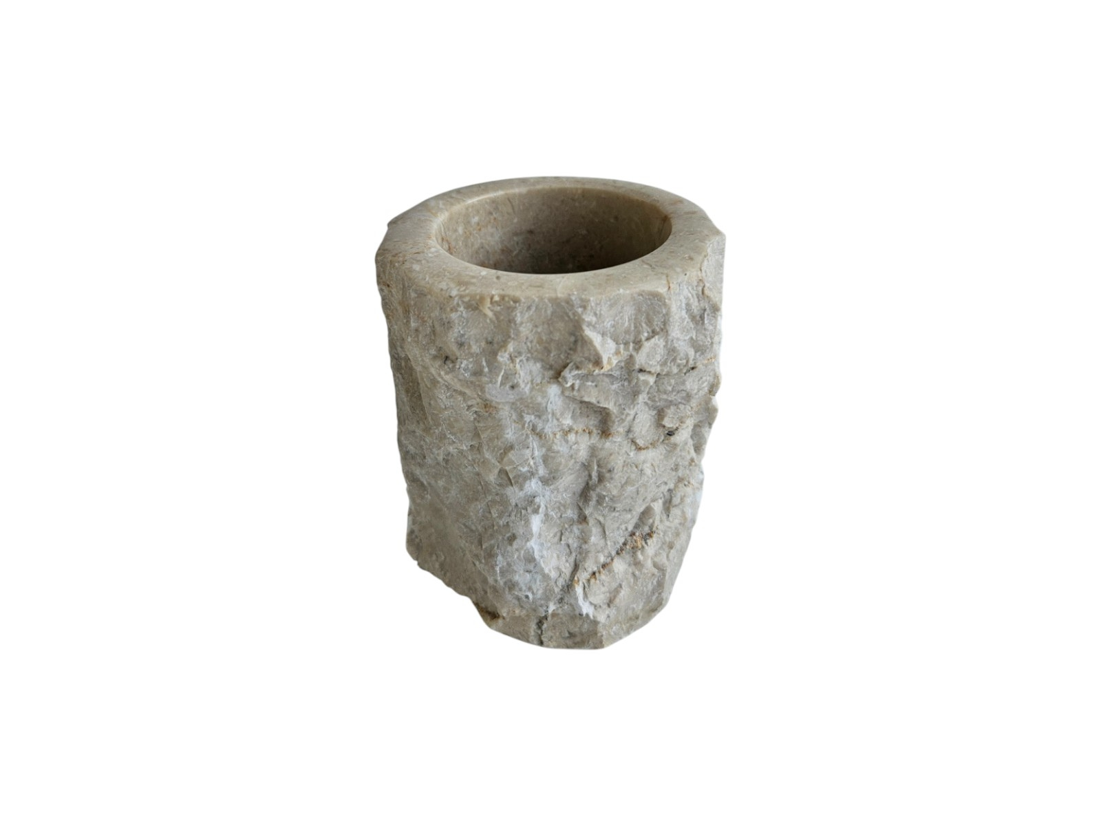 gobelet de salle de bain beige en pierre