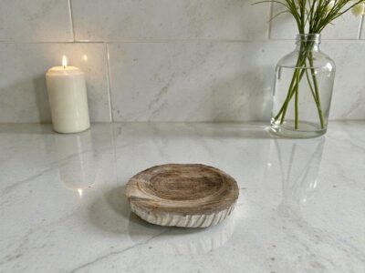 porte savon en bois petrifie nuances boisees