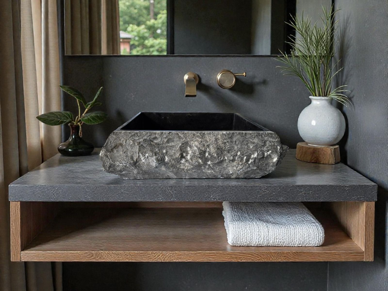 vasque en marbre rectangulaire gris msi