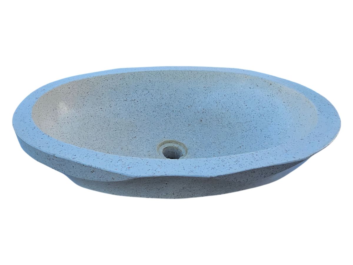 Vasque à Poser en Pierre Beige 55 cm Eucalyptus – Image 6