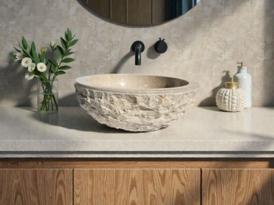 vasque rond en marbre salle de bain