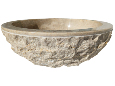 vasque ronde beige en pierre marbre