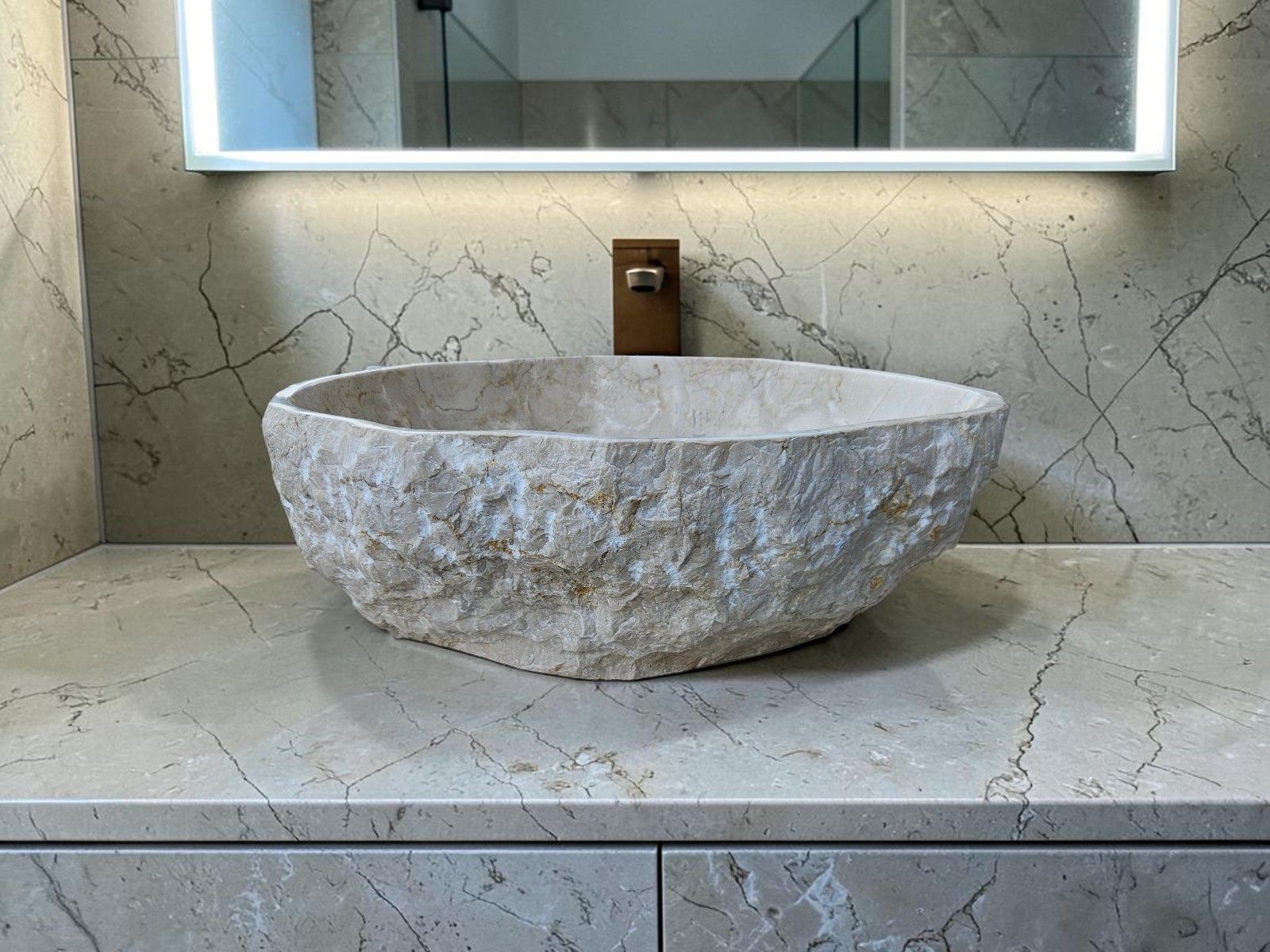lavabo salle de bain marbre beige
