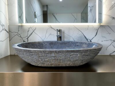 vasque ovale allongee marbre gris