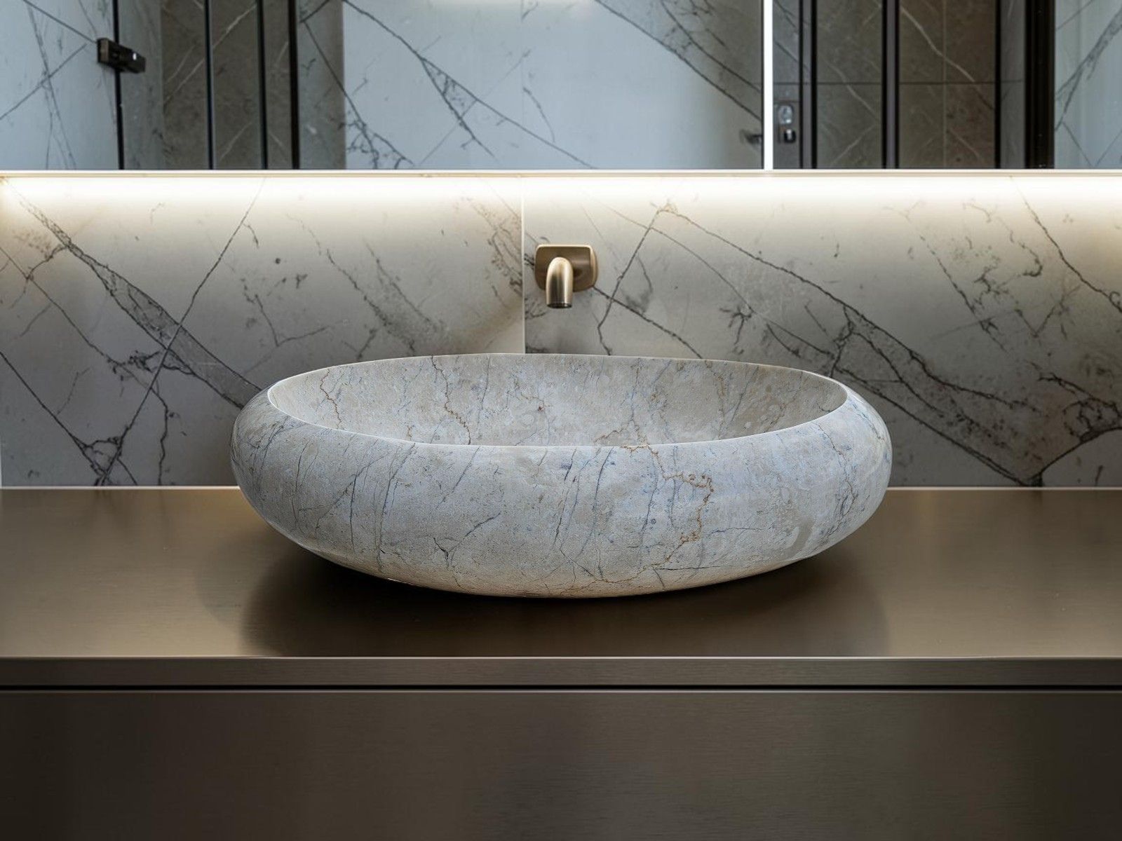 vasque ovale marbre beige design