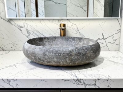 Vasque ovale en marbre 50 cm Jasmin gris